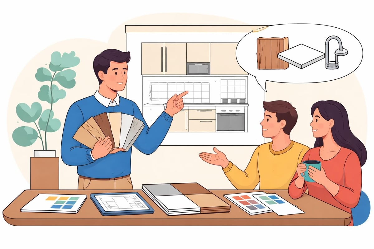 Küchenberater und Kunde bei der Planung