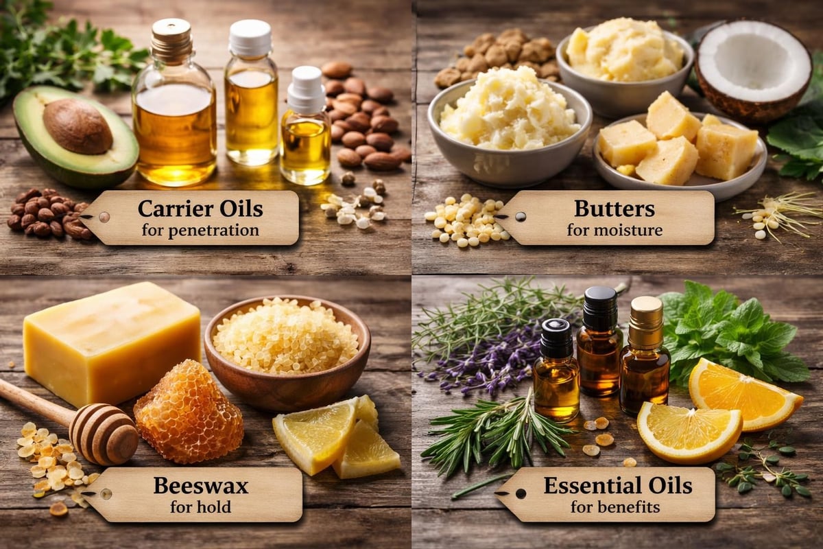 Beard balm ingredient categories