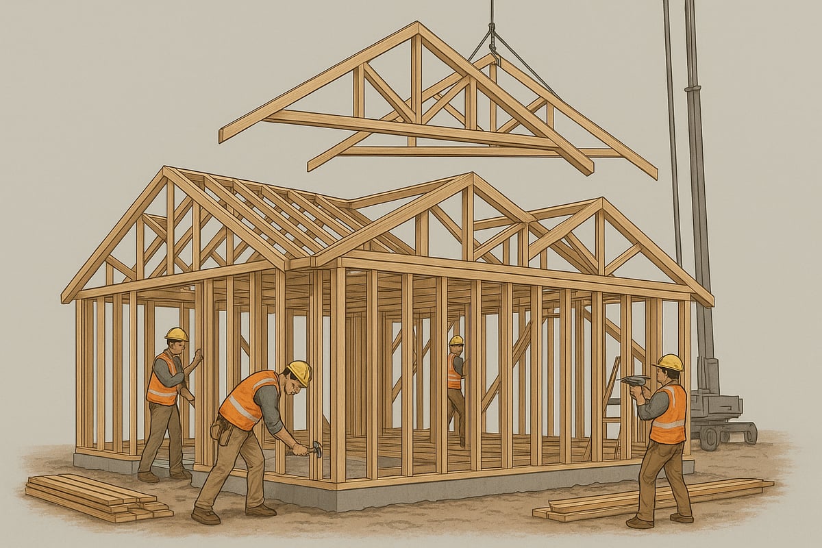 Step-by-Step Wooden Frame Building Construction Process
