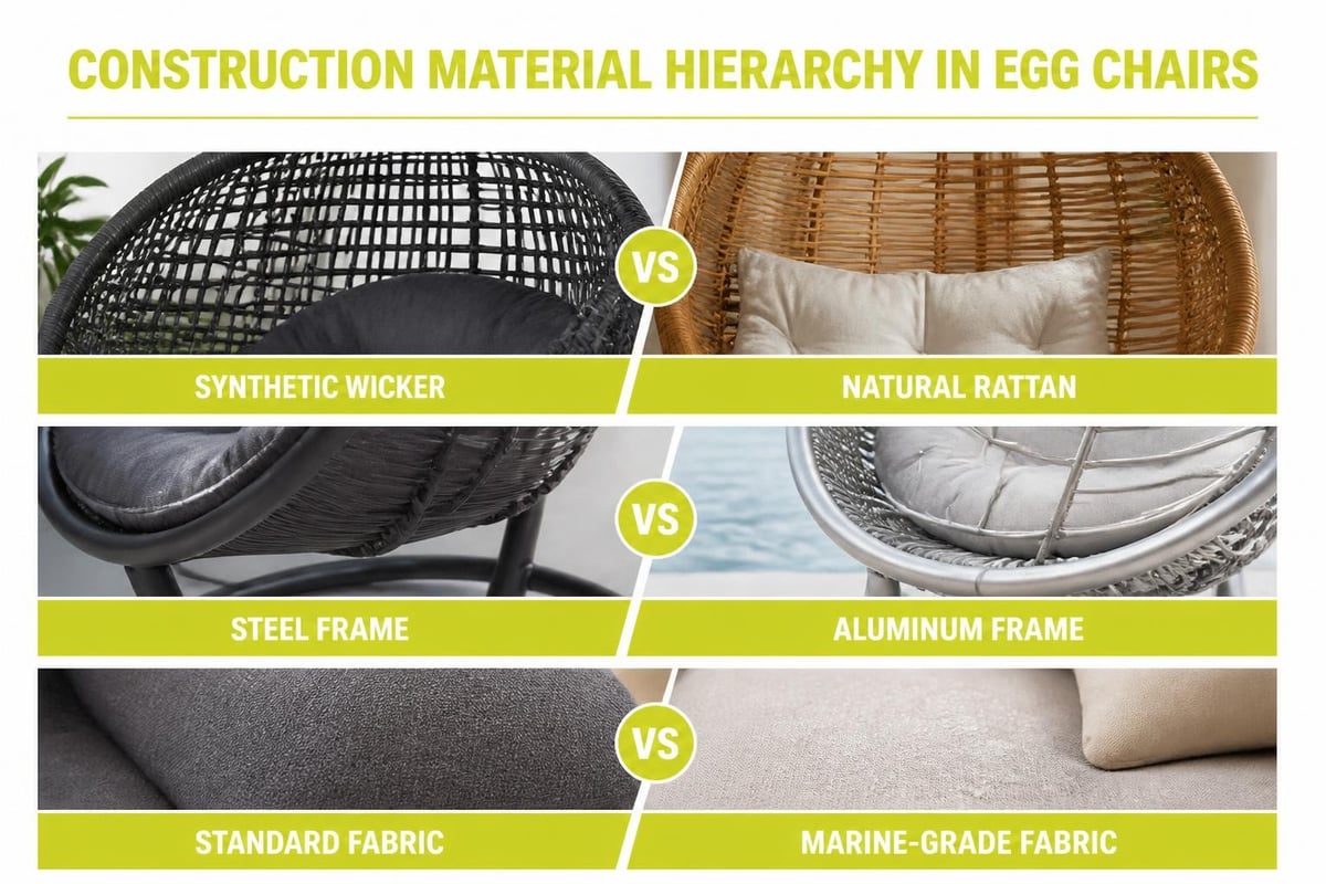 Material comparison for egg chairs