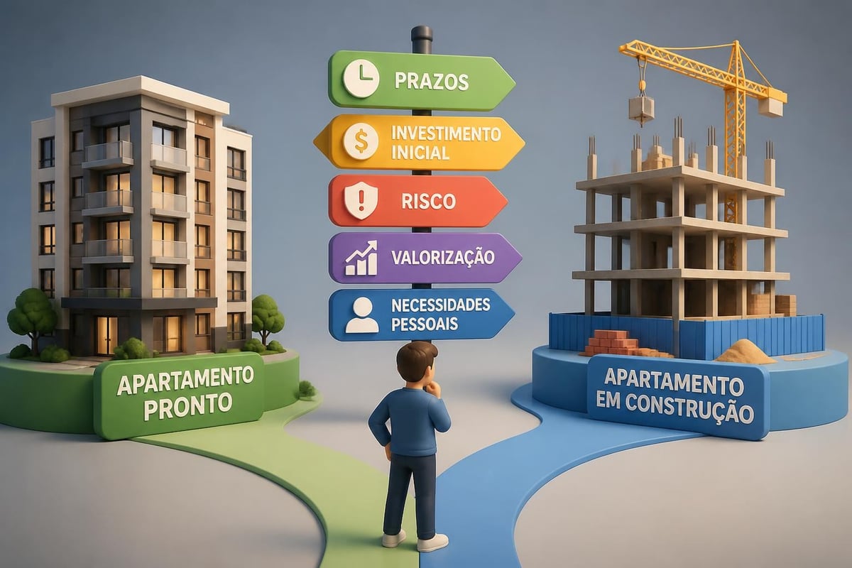 Comparação entre imóveis prontos e em construção