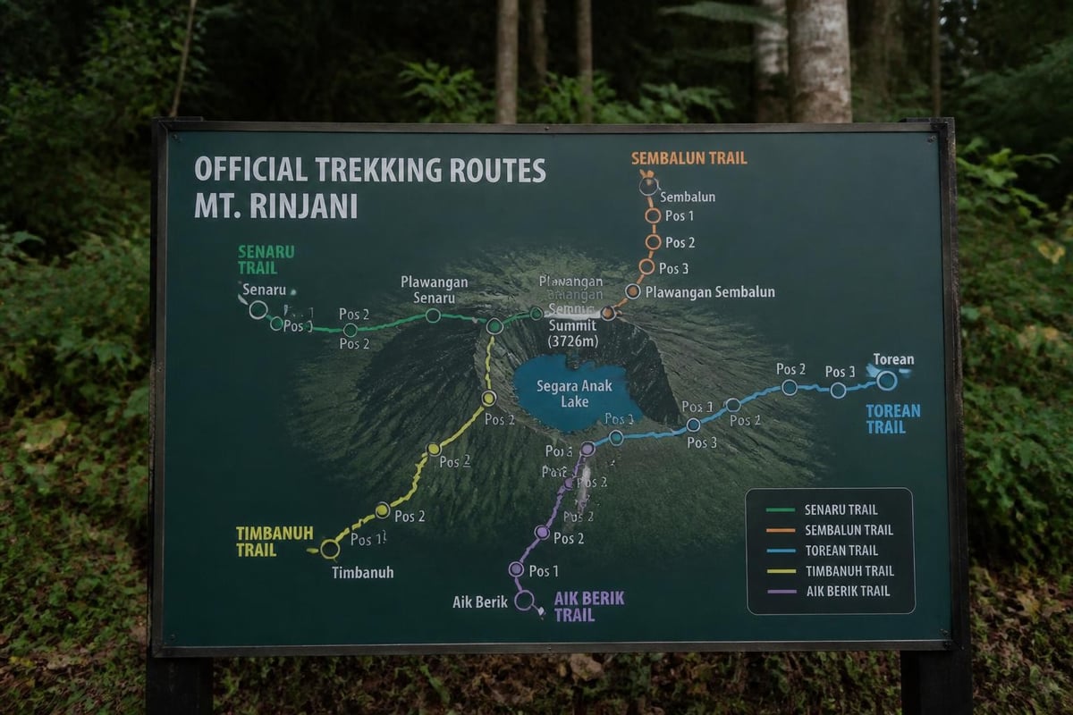 Mt Rinjani trekking routes