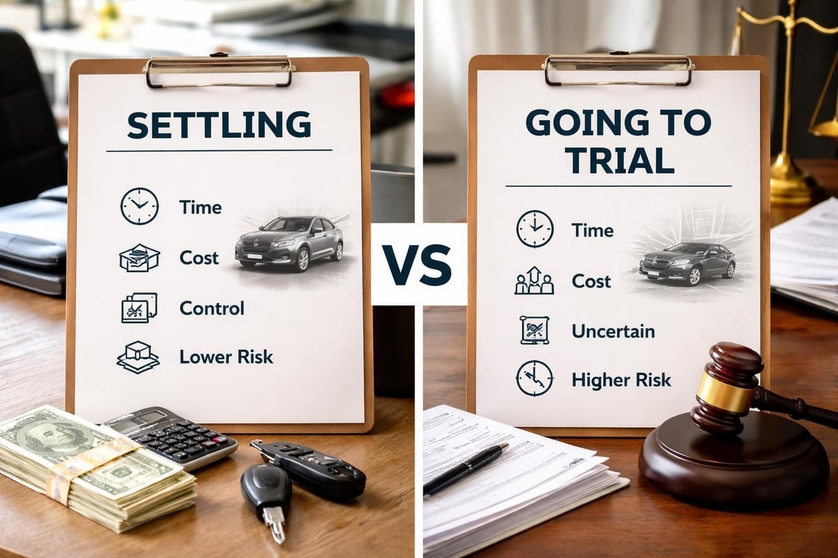 Settlement vs trial decision factors