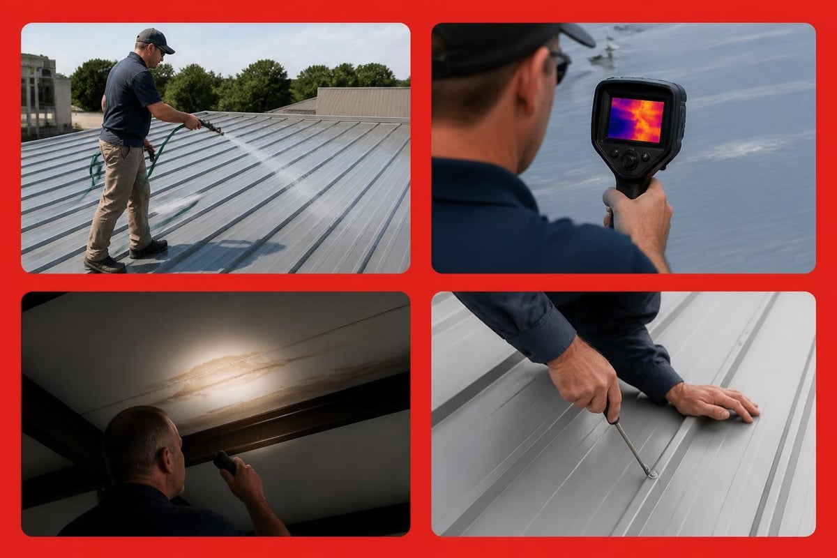 Metal roof leak diagnosis process