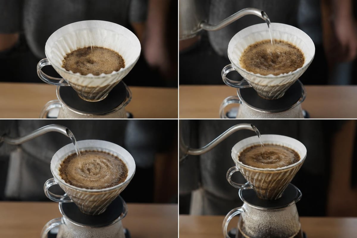 Pour over timing stages