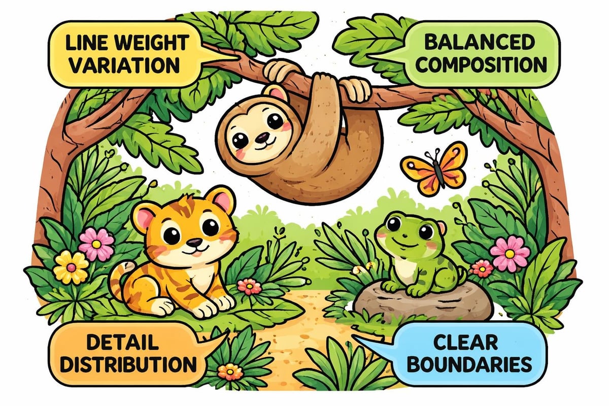 Design elements of quality coloring pages