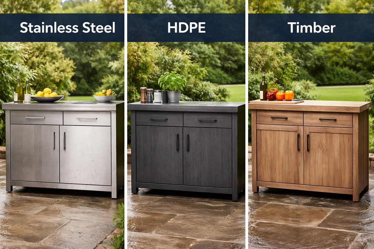 Outdoor grill cabinet material comparison