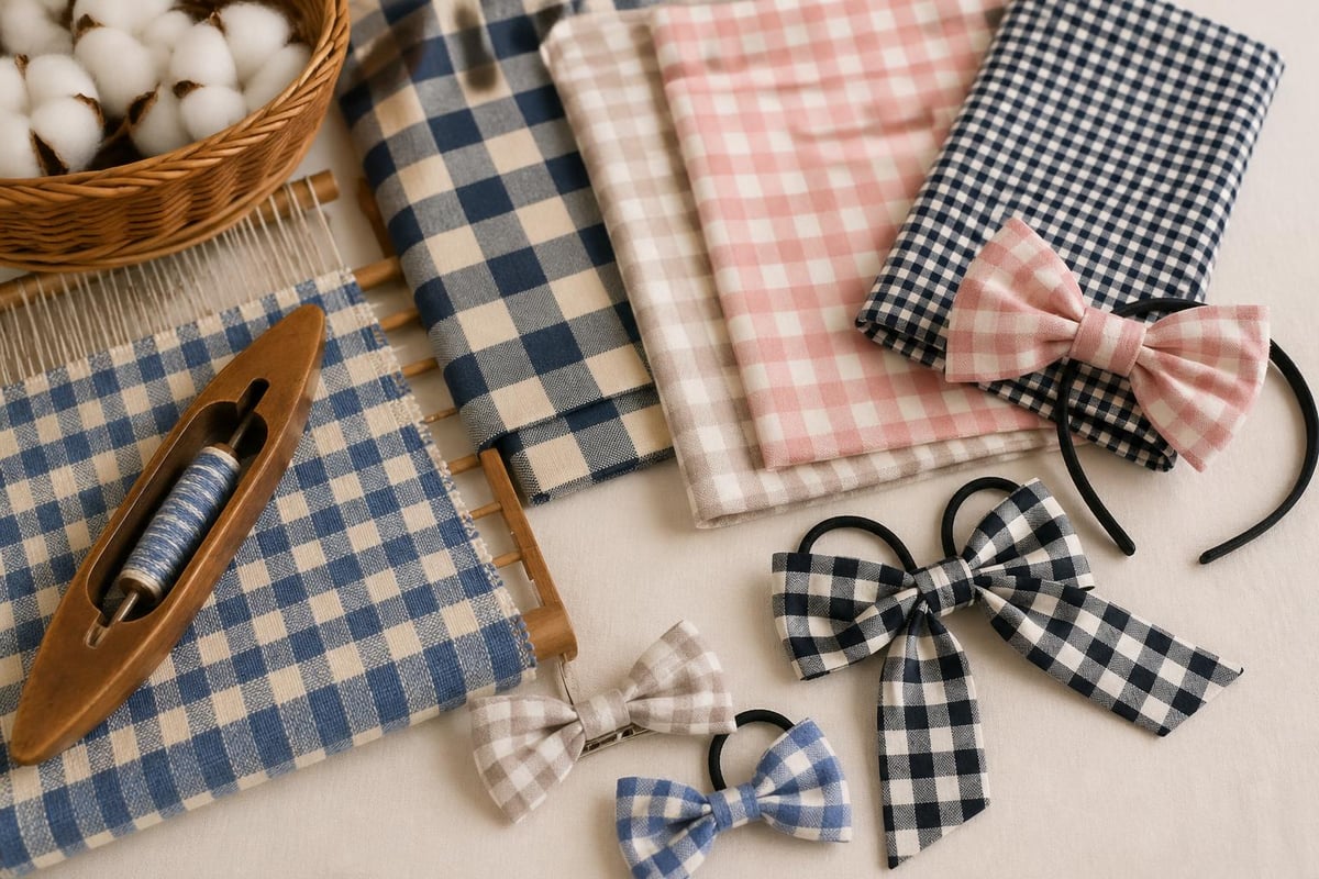 Gingham hair clip pattern evolution vintage heritage design salon accessories