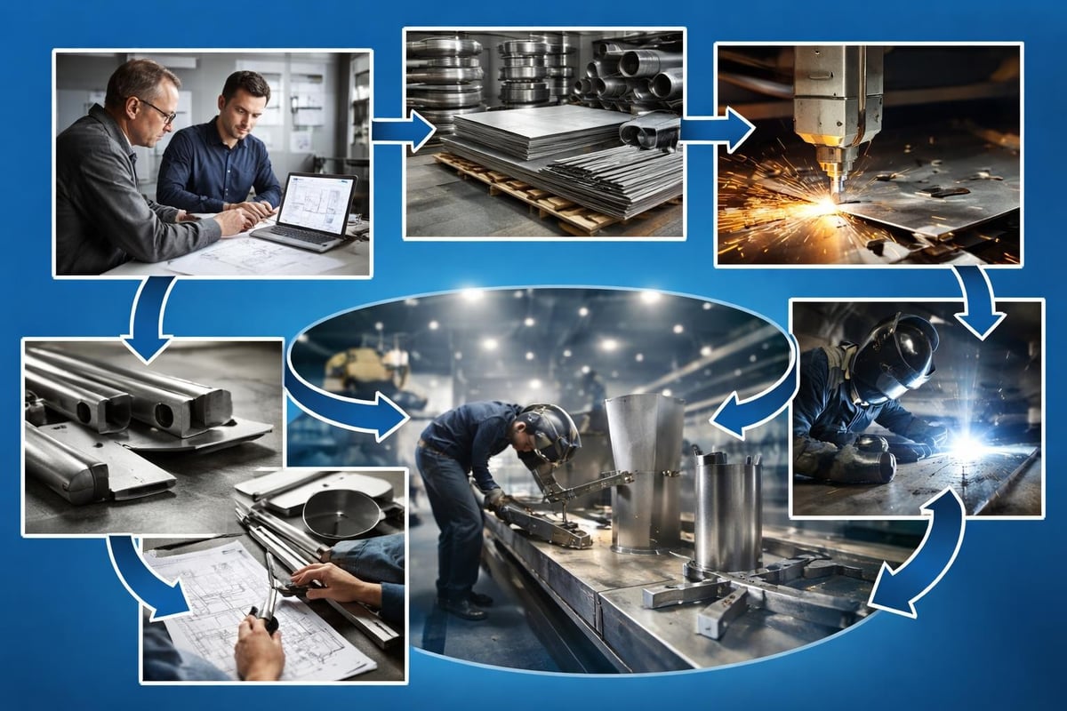Metal fabrication workflow stages