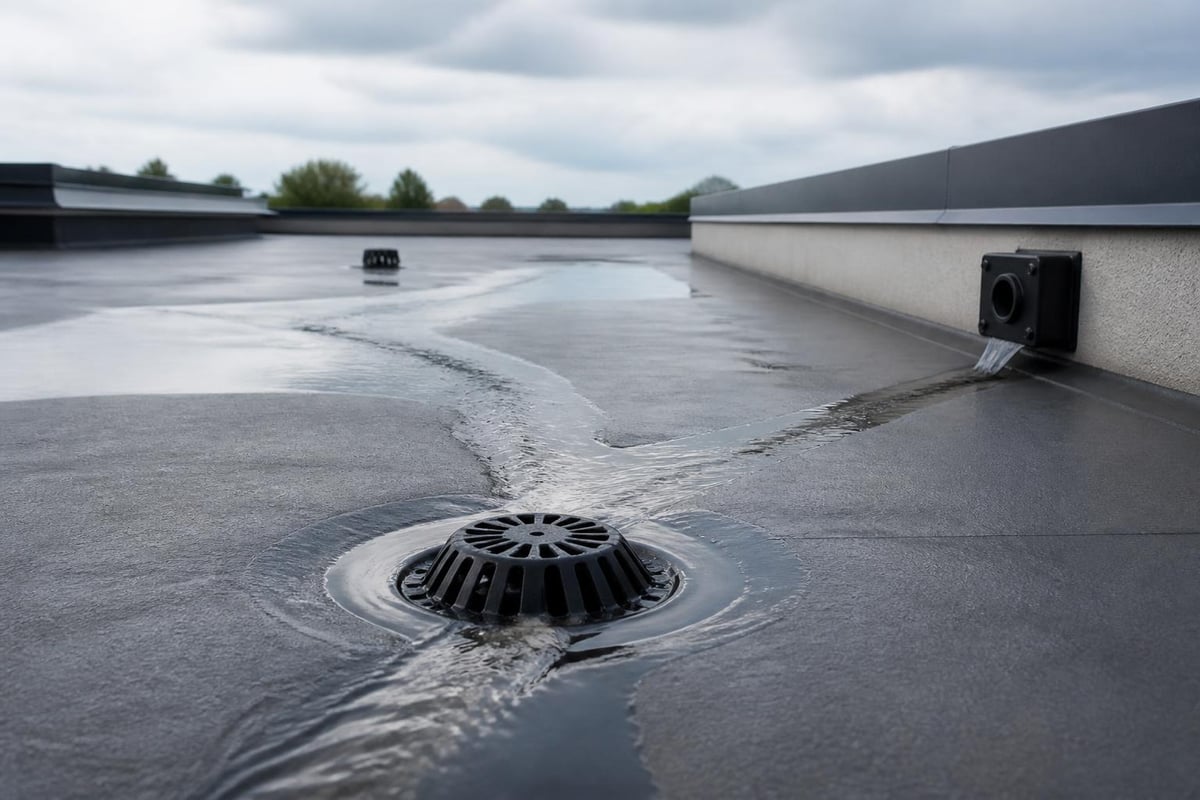 Flat roof drainage systems