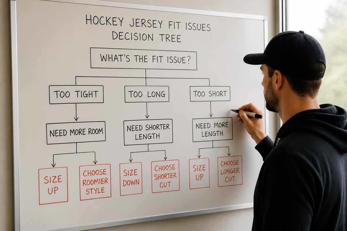 Hockey jersey sizing troubleshooting flowchart