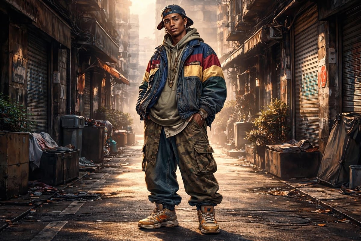 Layering vintage streetwear