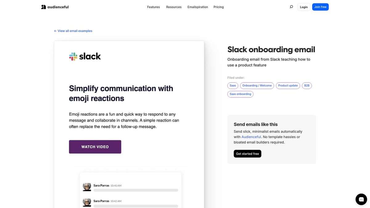 7 Inspiring SaaS Email Marketing Examples for 2026 Success - Slack Onboarding Email