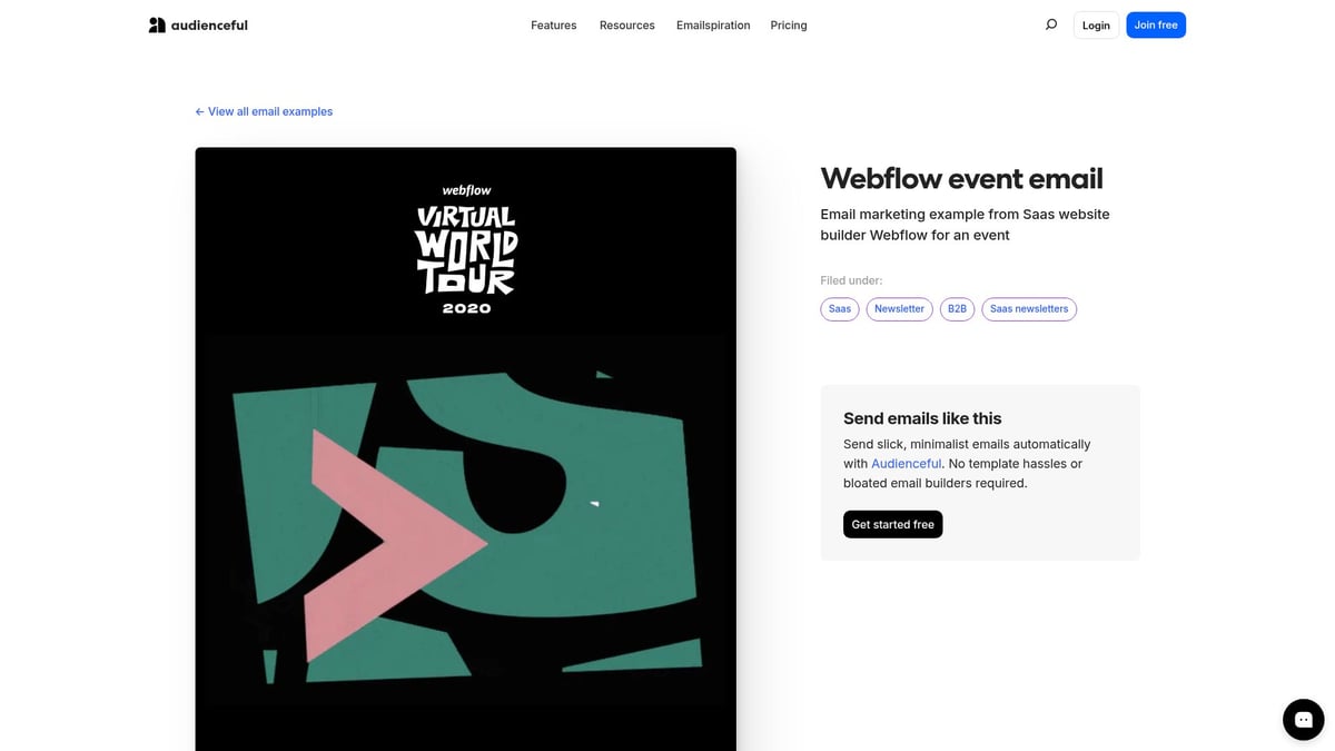 7 Inspiring SaaS Email Marketing Examples for 2026 Success - Webflow Event Invitation Email