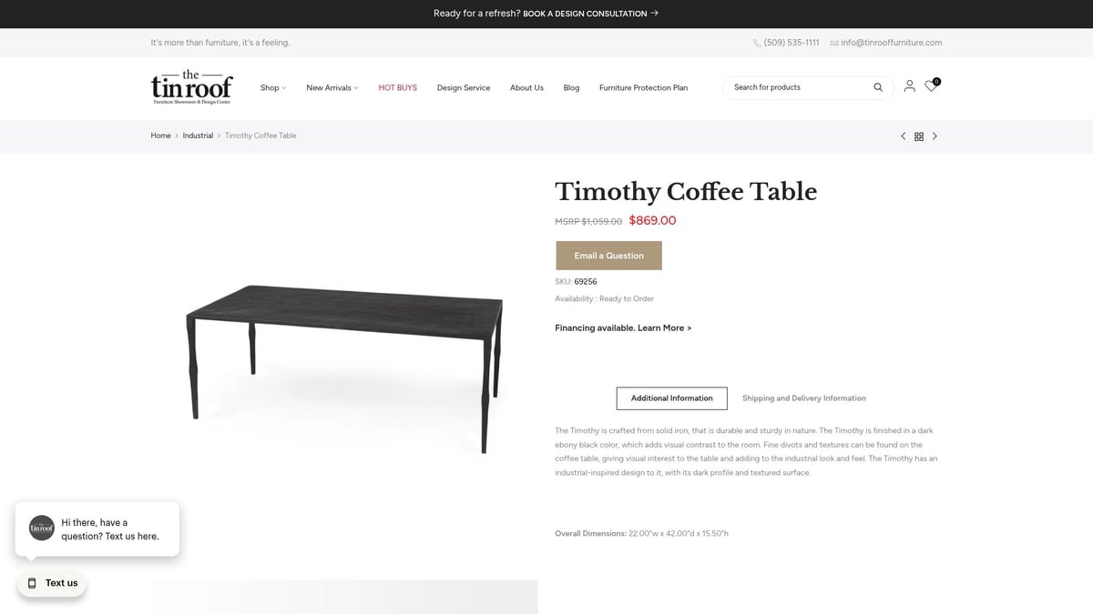 10 Best Industrial Coffee Table Designs for Modern Homes 2025 - Timothy Coffee Table by Mercana – $869.00 (was $1,059.00)
