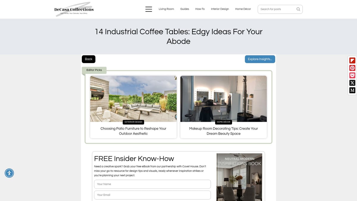 10 Best Industrial Coffee Table Designs for Modern Homes 2025 - Industrial Glass Top Coffee Table