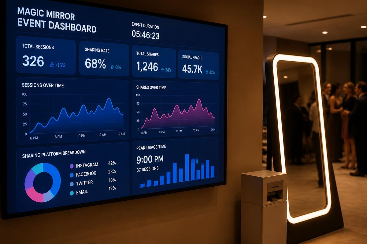Magic mirror photo booth engagement analytics