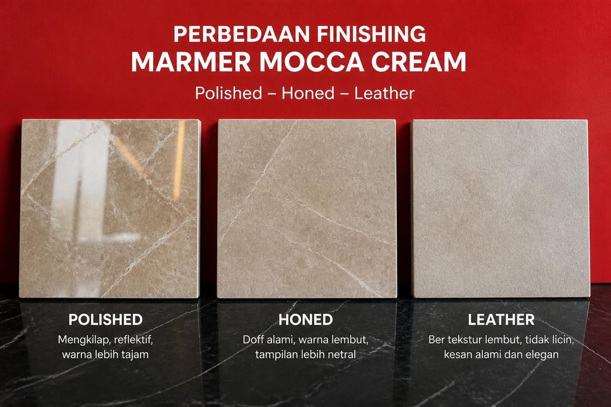 Marmer mocca cream finishing comparison