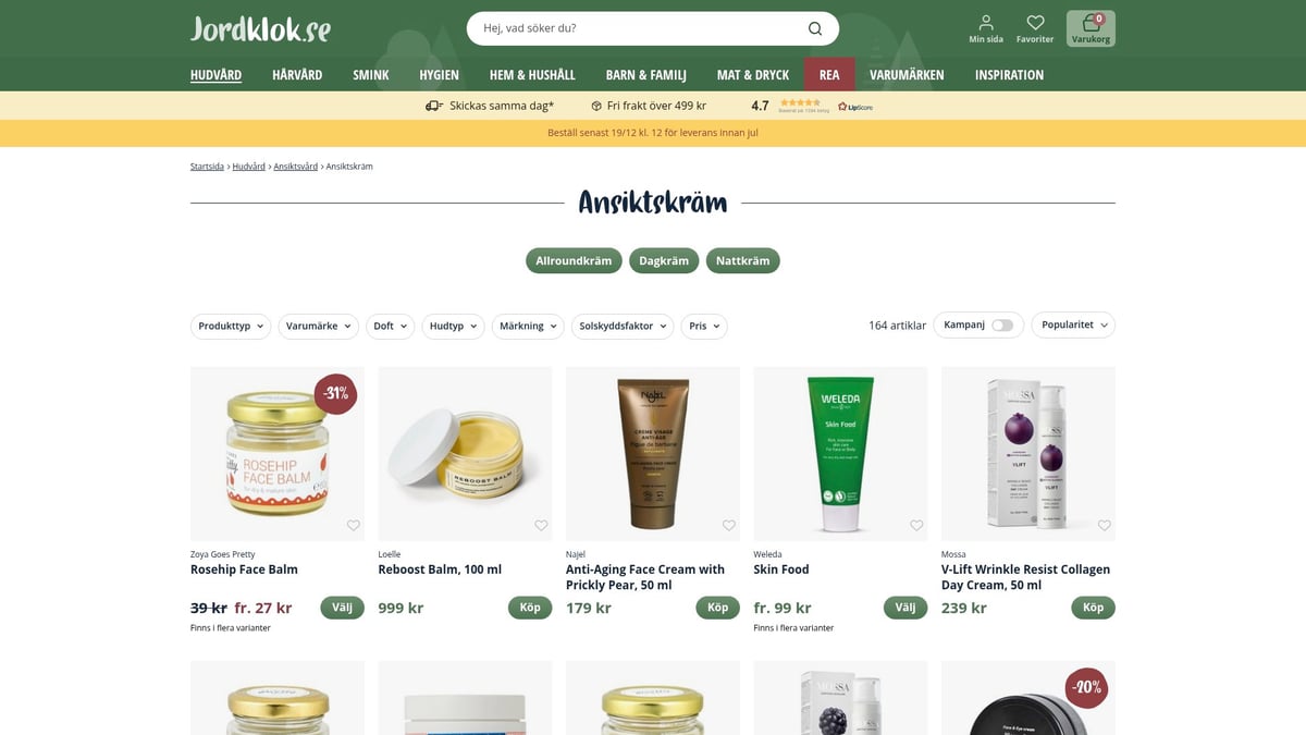 7 parasta luonnollista kasvovoidetta raikkaalle iholle 2026 - Eco Cosmetics -kasvovoide granaattiomena ja papaija