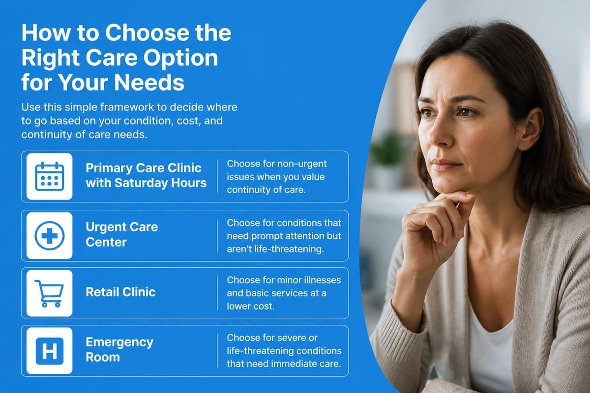 Comparison of Saturday healthcare options