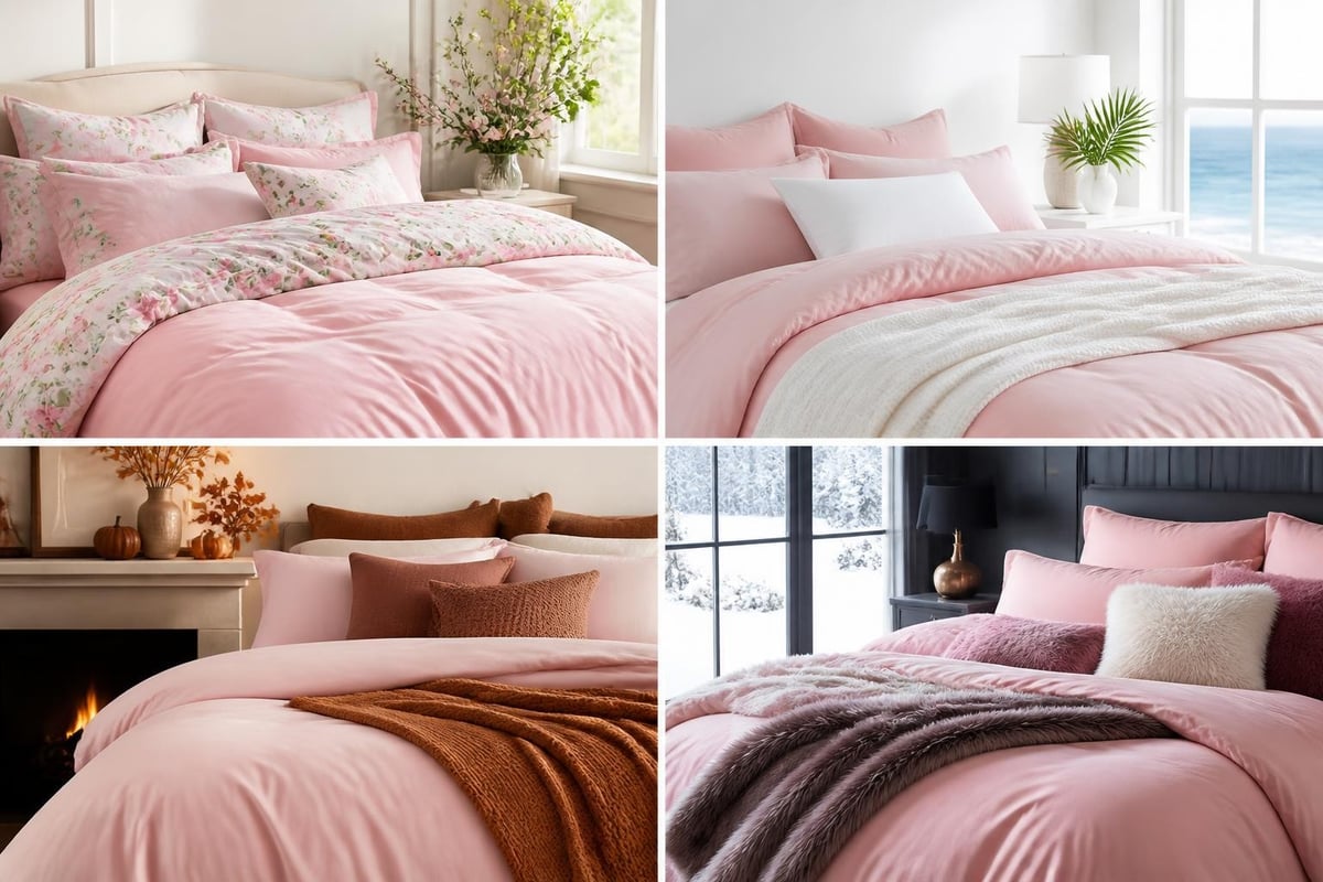 Seasonal pink bedding styling