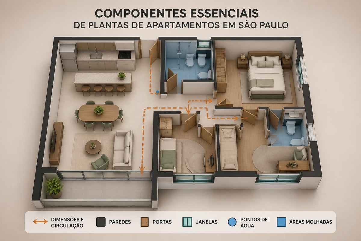 Elementos técnicos de uma planta baixa