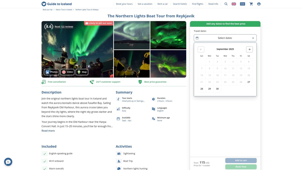 7 Amazing Northern Lights Tour Holiday Ideas for 2025 - Northern Lights Boat Tour from Reykjavik