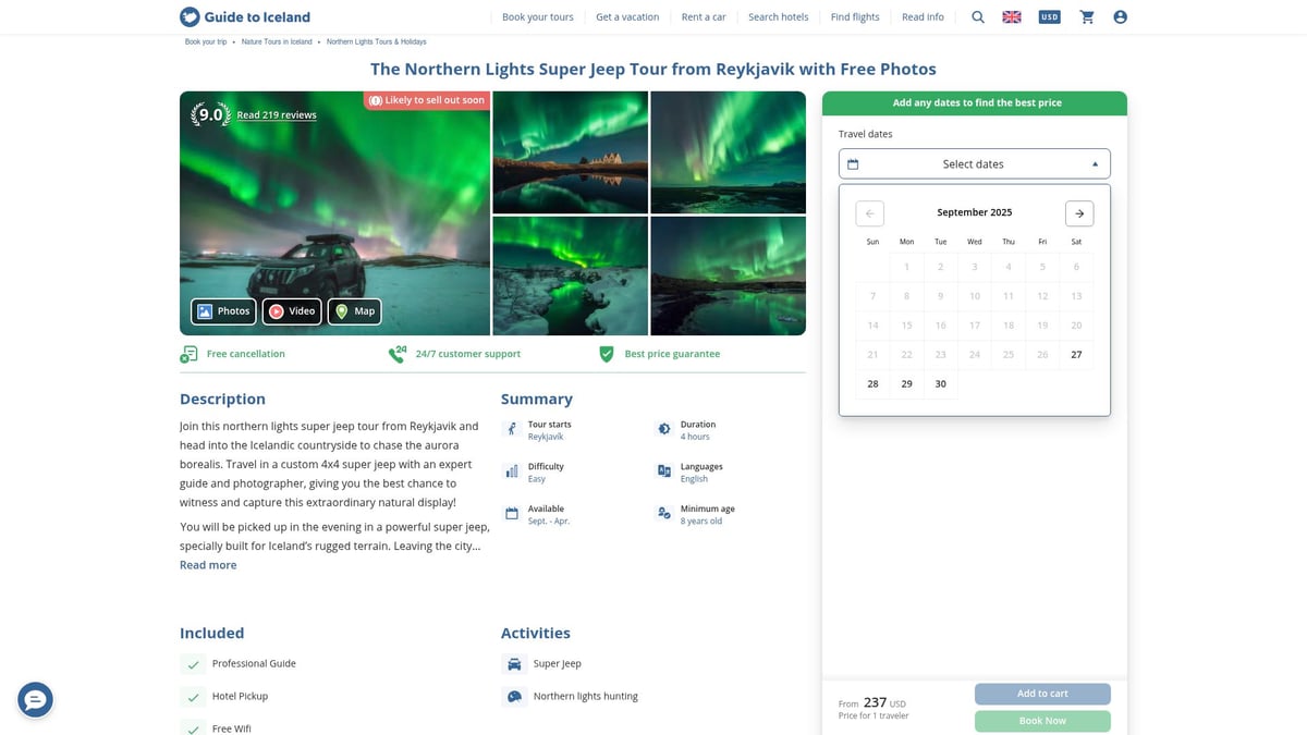 7 Amazing Northern Lights Tour Holiday Ideas for 2025 - Northern Lights Super Jeep Tour from Reykjavik
