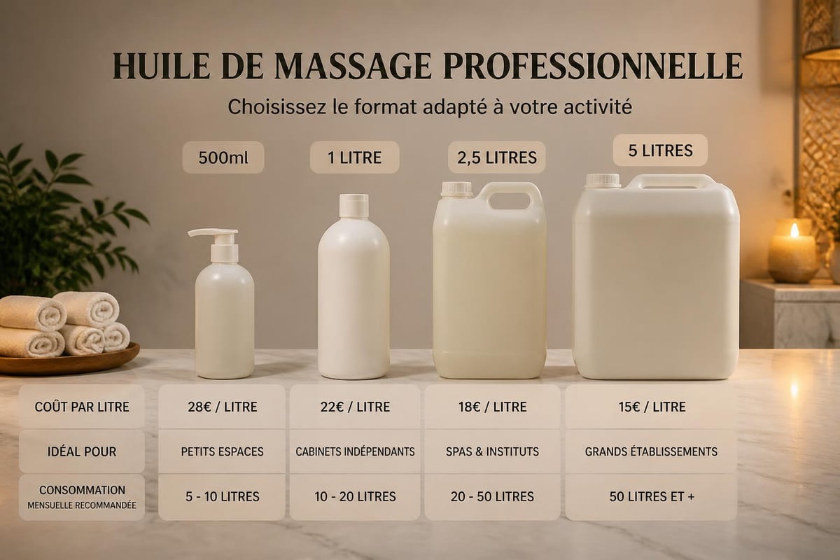 Formats et volumes d'huile professionnelle