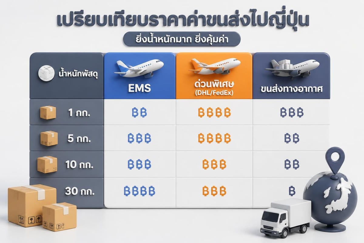 Comparing Thailand Post EMS vs courier vs air freight options for Japan