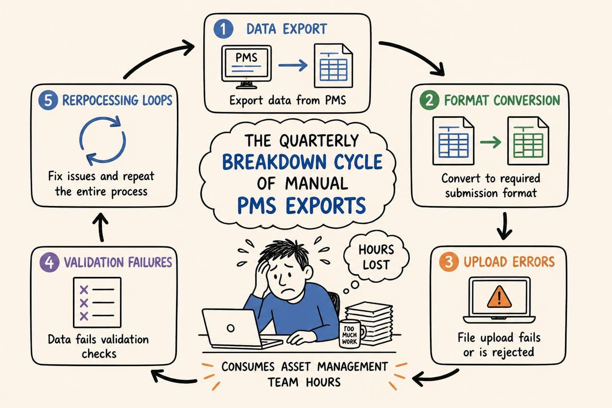 Manual PMS data export workflow breakdown