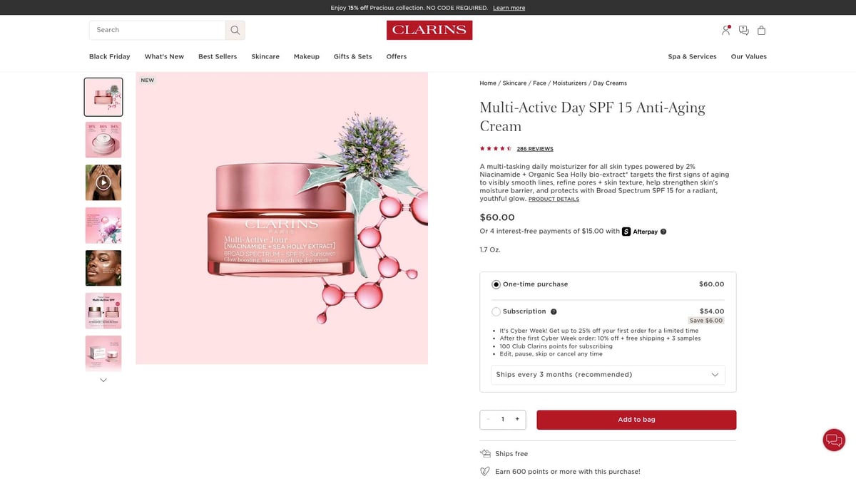 Top 8 Day Cream for Dry Skin Picks to Try in 2026 - Clarins Multi-Active Day SPF 15 Anti-Aging Cream
