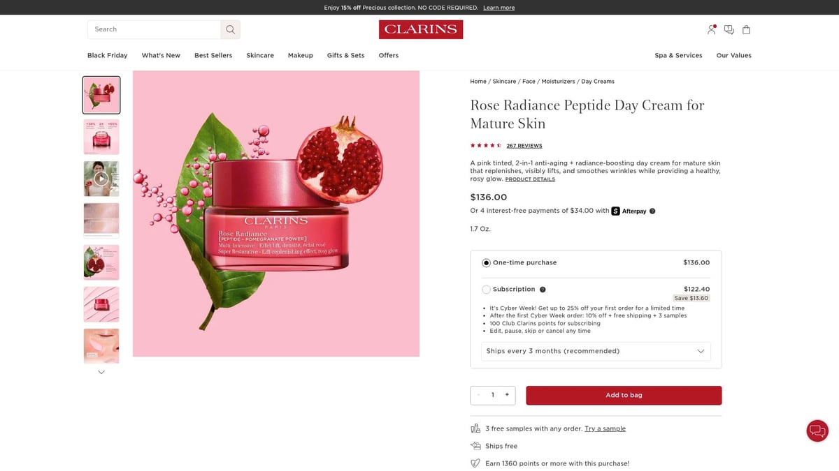 Top 8 Day Cream for Dry Skin Picks to Try in 2026 - Clarins Rose Radiance Peptide Day Cream for Mature Skin