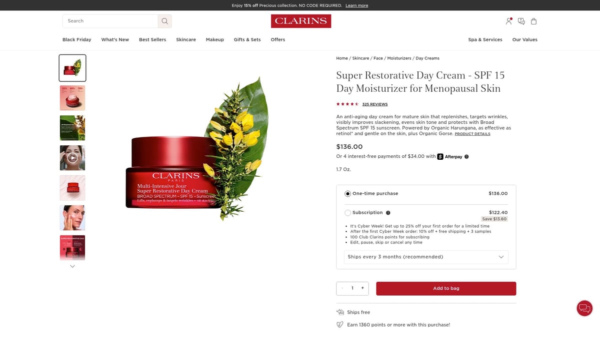 Top 8 Day Cream for Dry Skin Picks to Try in 2026 - Clarins Super Restorative Day Cream SPF 15 – Menopausal Skin