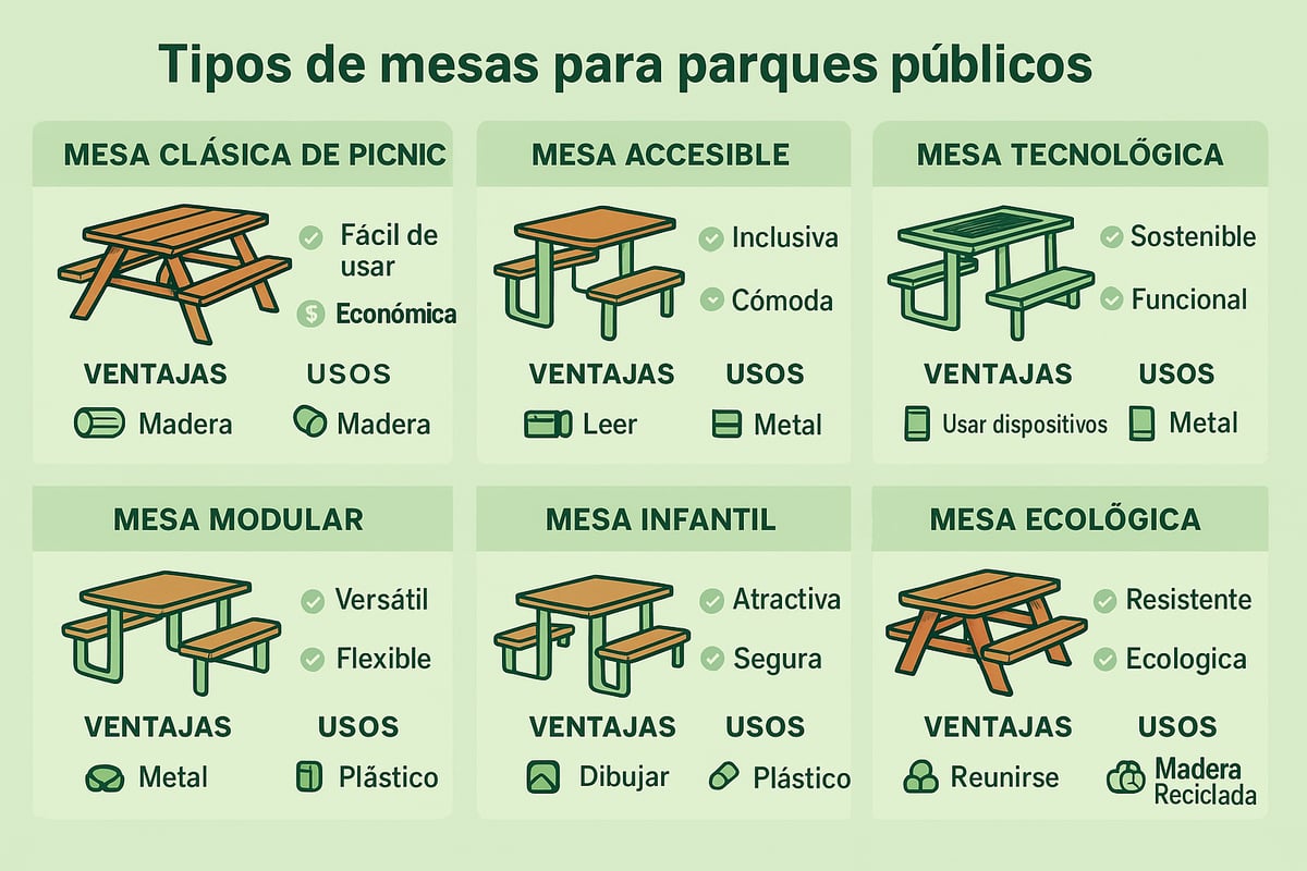Tipos de Mesas para Parques Públicos