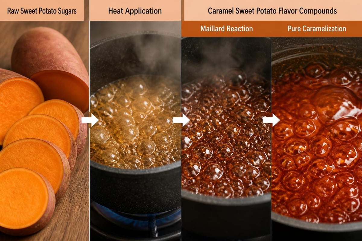 Caramelization chemistry of sweet potatoes