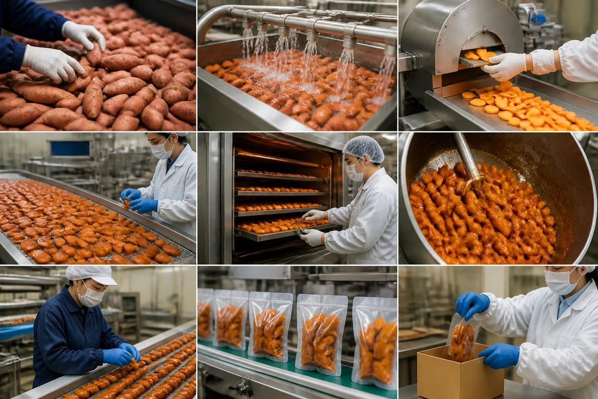 Commercial caramel sweet potato processing