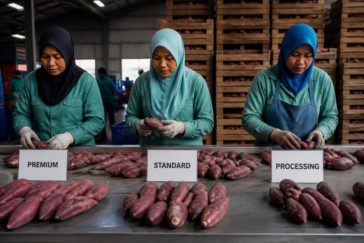 Indonesian sweet potato grading for export
