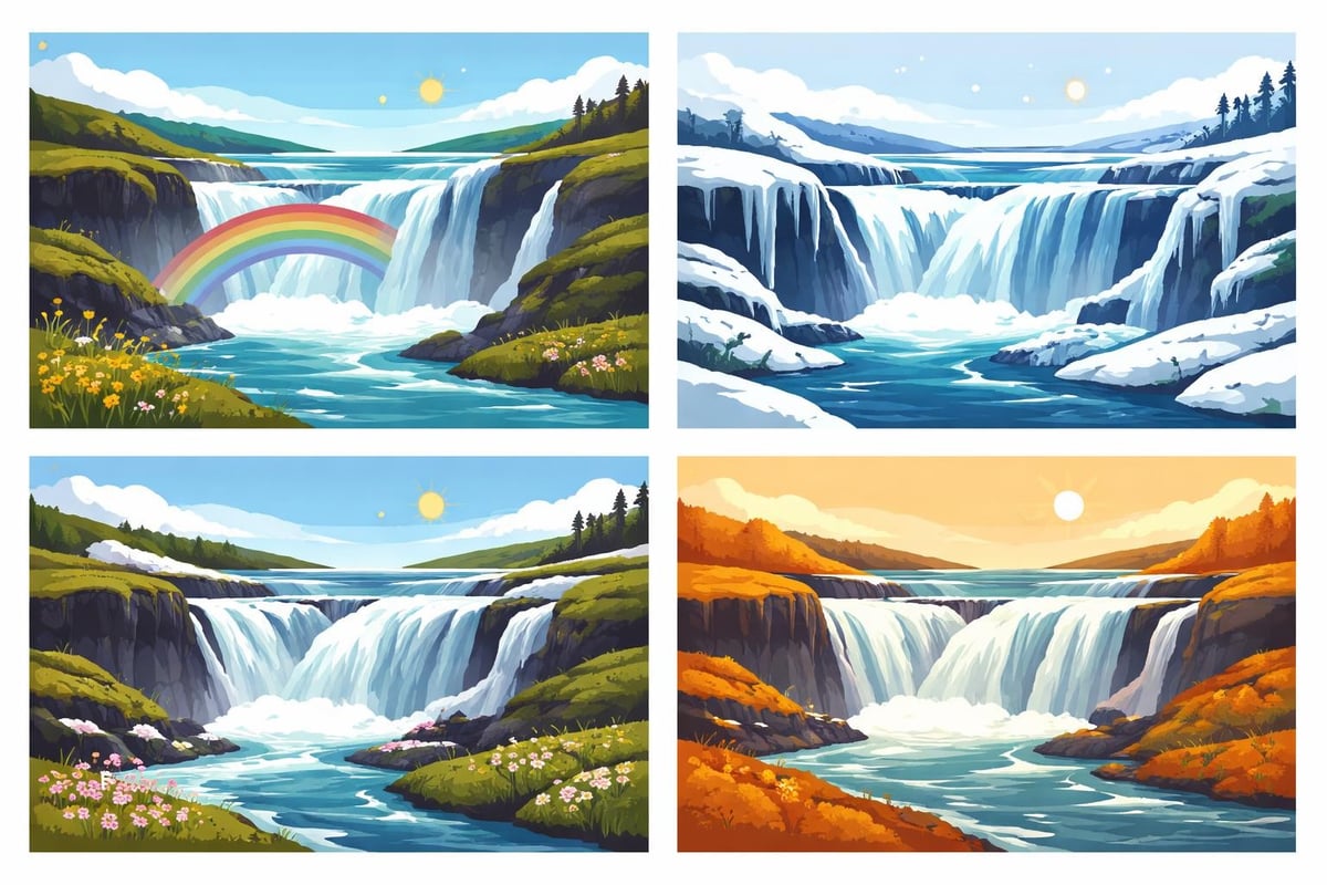 Gullfoss seasonal differences