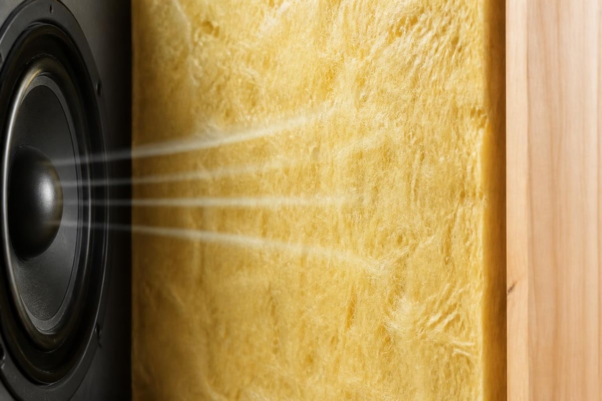 Sound wave absorption in wall insulation