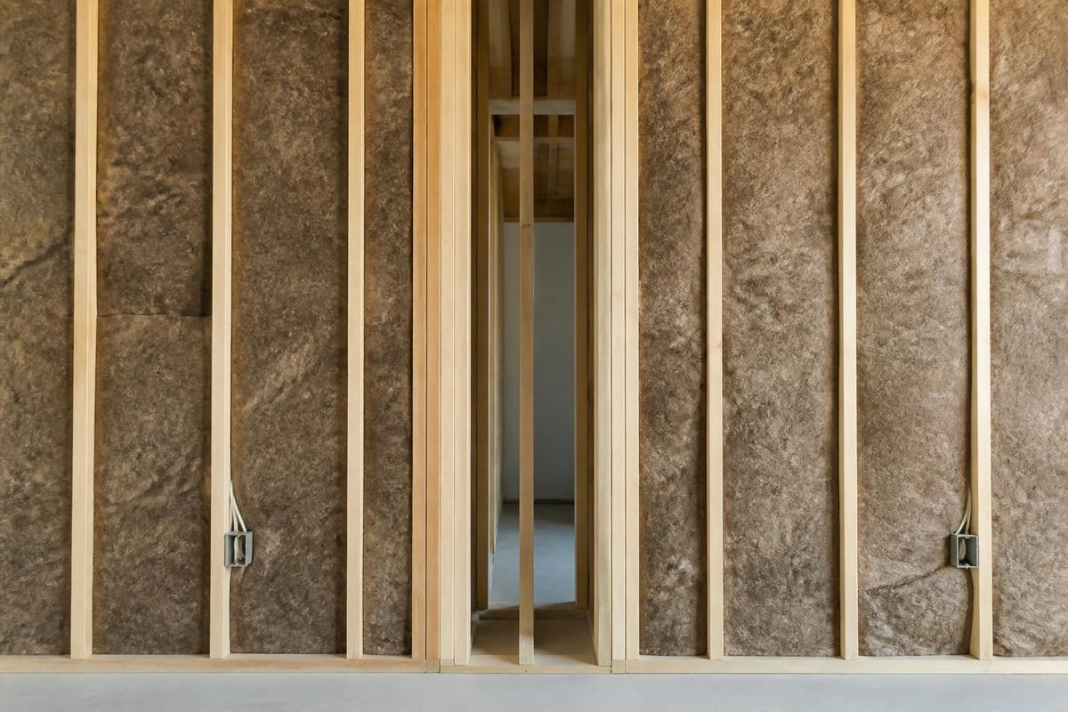 Double stud wall acoustic construction