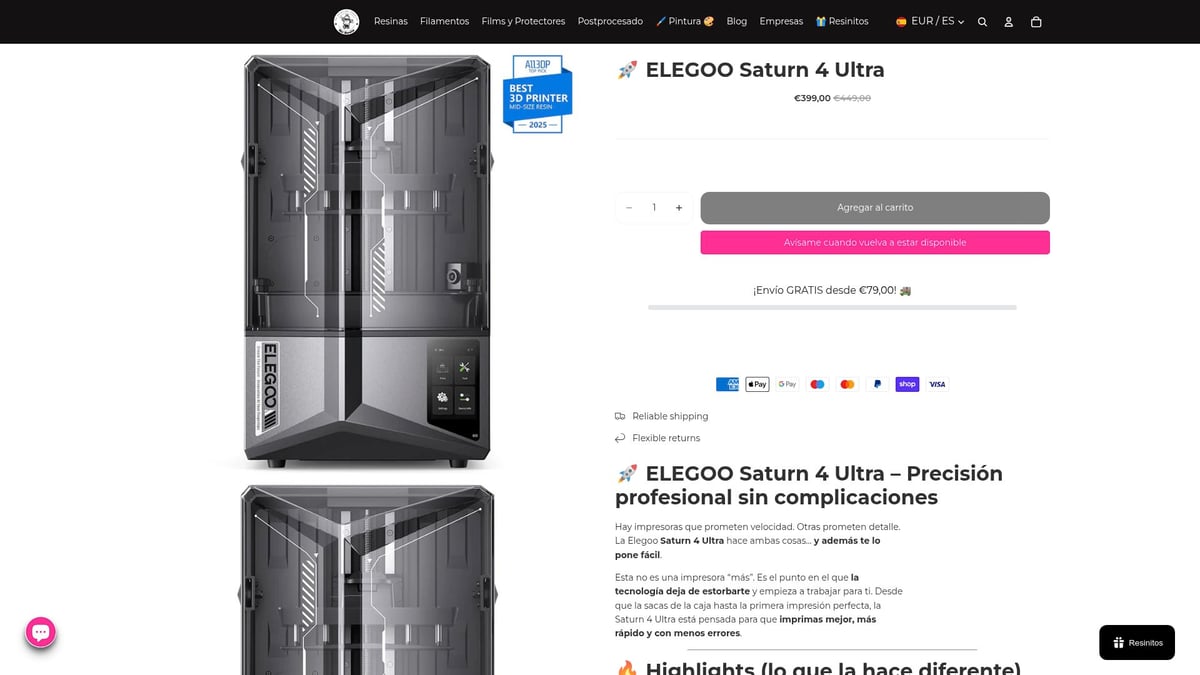 7 Opciones De Impresora 3D De Resina Más Destacadas 2026 - Elegoo Saturn 4 Ultra 12K