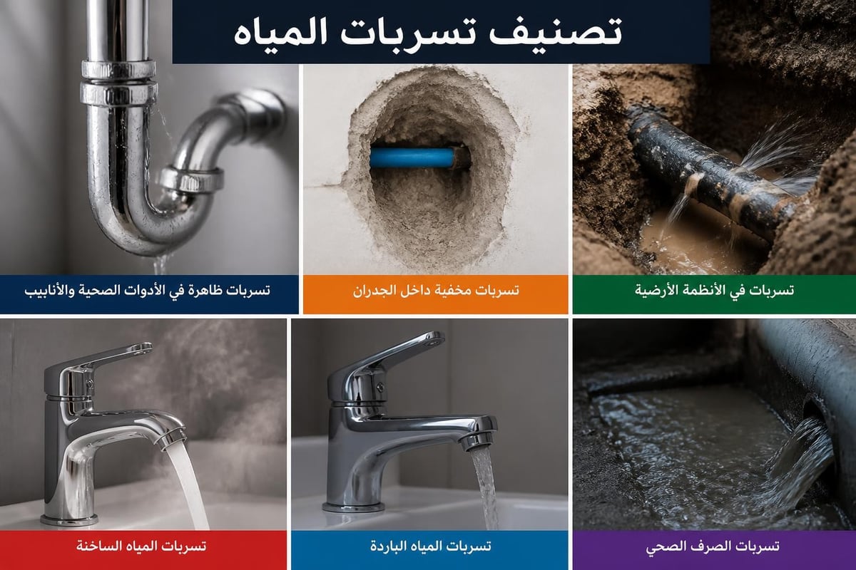 أنواع تسربات المياه