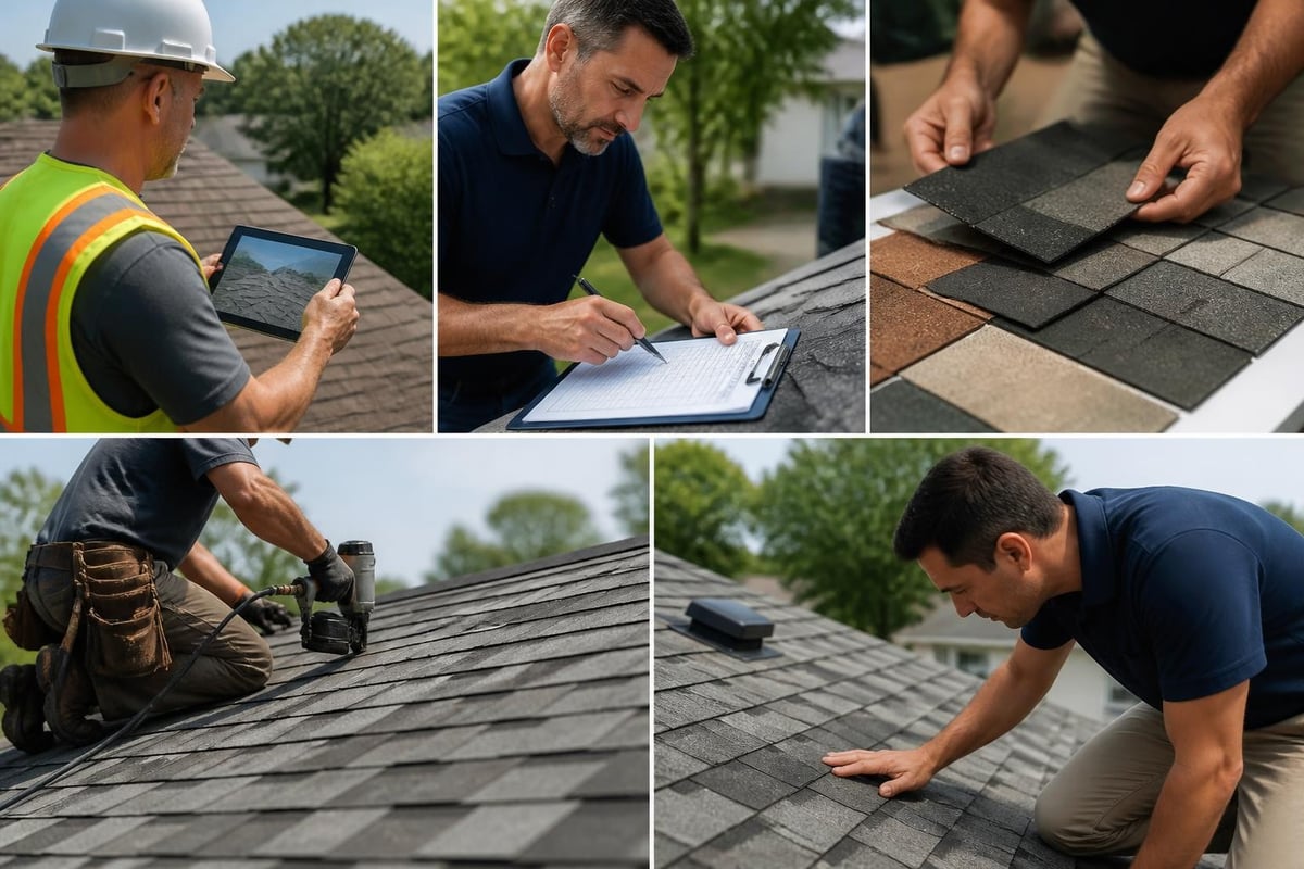 Professional roof repair workflow