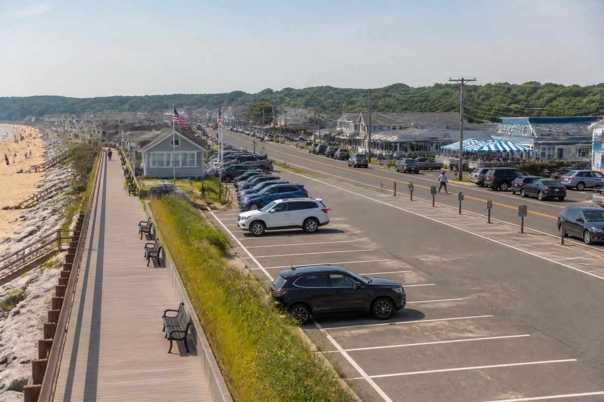 Long Sands Beach boardwalk and amenities