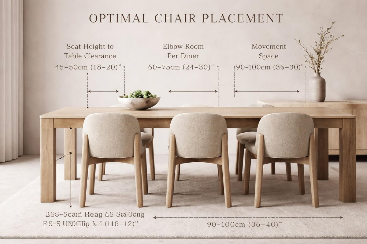 Dining chair ergonomics diagram