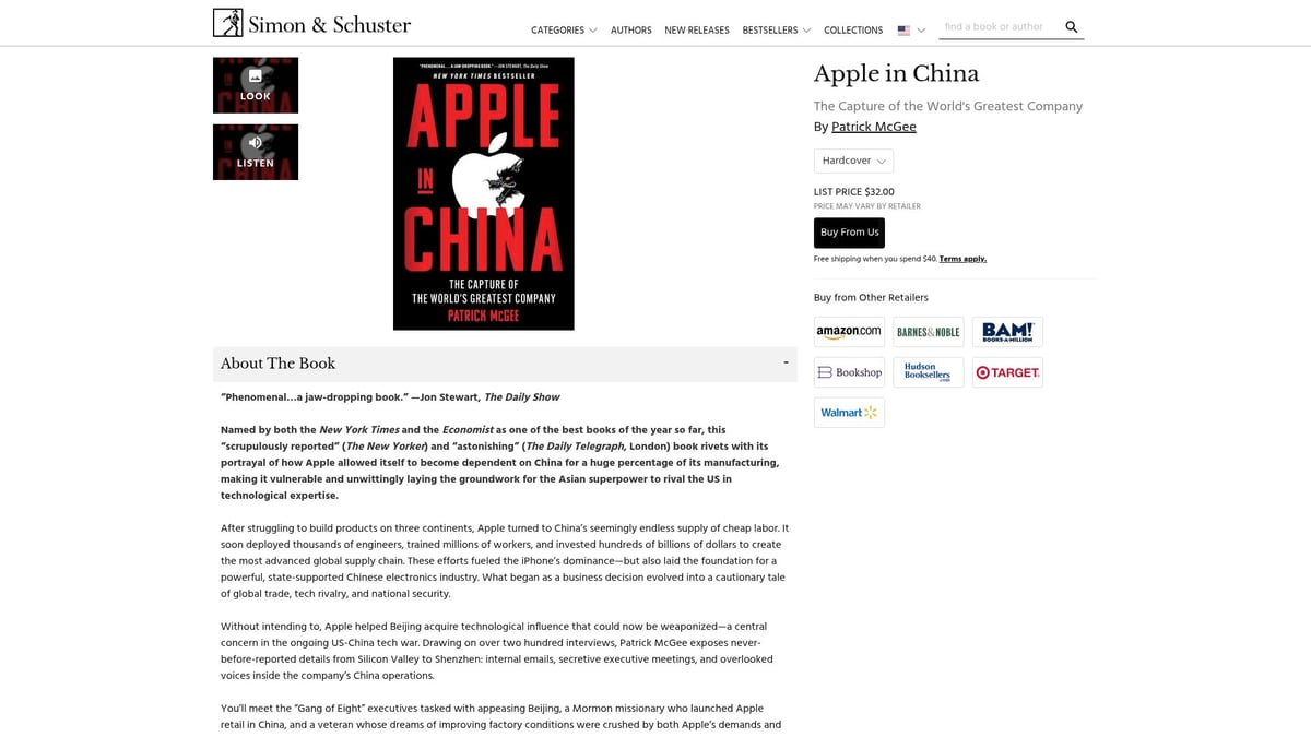 Top 10 Must-Read Books on Finance and Business for 2026 - Apple in China: The Capture of the World's Greatest Company by Patrick McGee