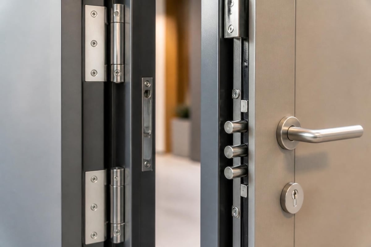 Security door construction layers