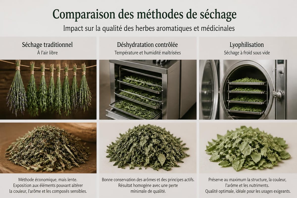 Processus de séchage des herbes
