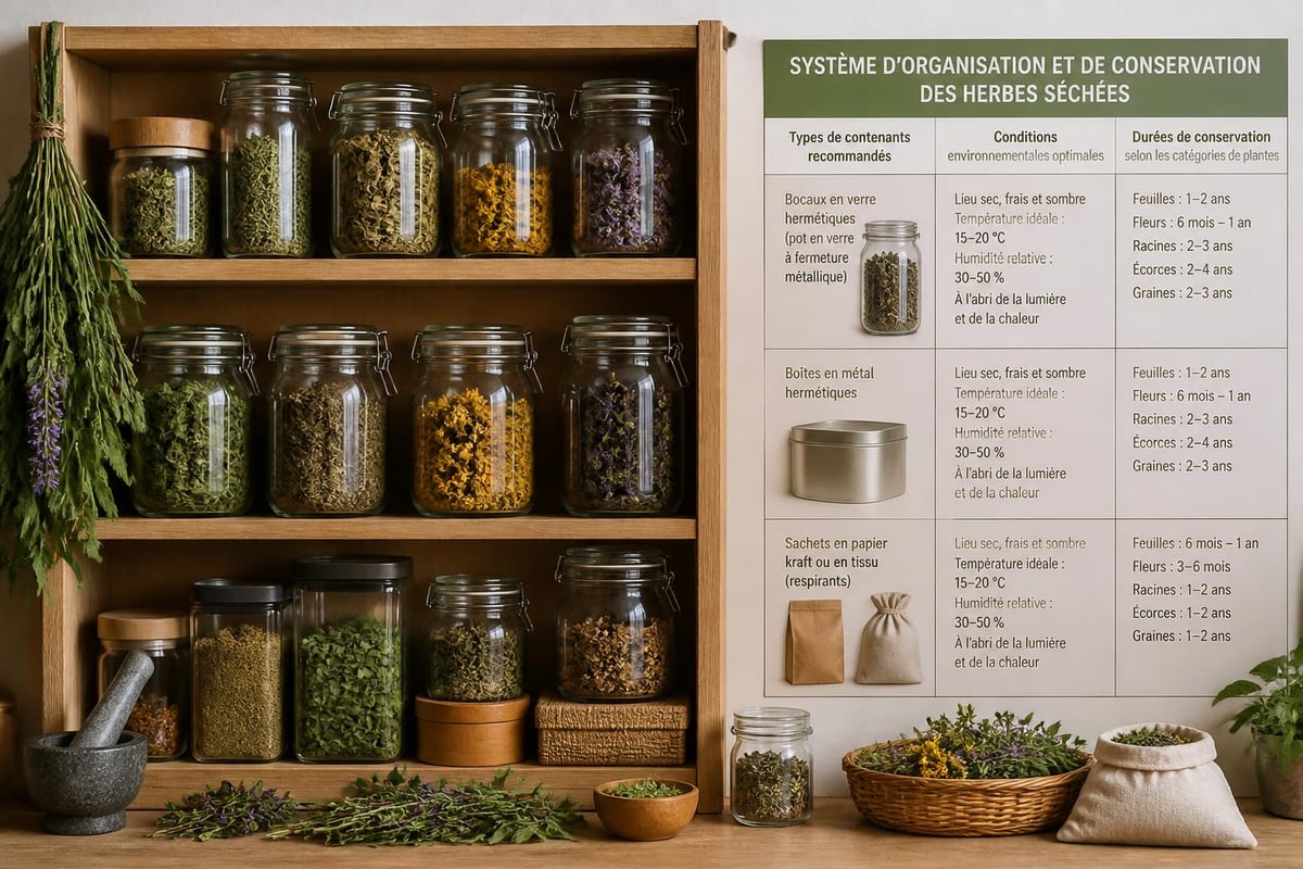 Stockage des herbes séchées